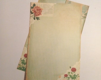 à lettres fleurs à l'ancienne | Lot de 10 | 5,5 x 8 pouces | 2 modèles | avec enveloppes | Papier à lettres | Cadeau fête des mères