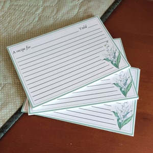 Cartes de recettes Muguet 4x6 pouces | grandes fiches recettes | cadeau de cuisson | cadeau d'hôtesse
