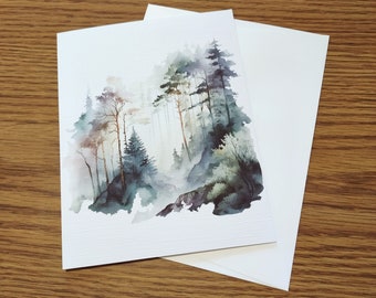 Sunrise Forest Linen Notecards | Set of 4  | A2 size | with envelopes | Northern Greeting Cards