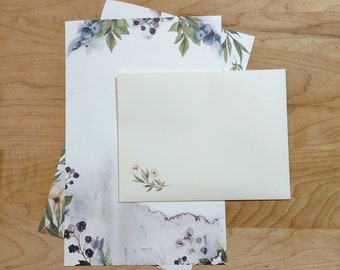 Woodland Flora Writing Paper Set | Set of 10 | 5.5x8" | 2 designs | with matching printed envelopes