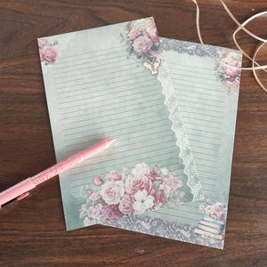 Victorian Bouquet Stationery Set | Set of 10 | 2 designs | with envelopes | 5.5x8.5&quot; | Letter writing paper