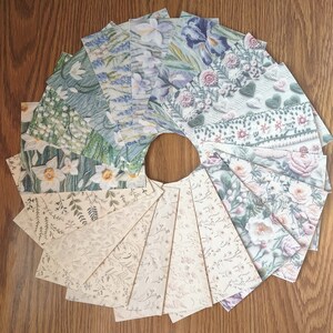 Blumenstickerei Gedruckte Grußkarten | 6er-Set | A2 size - 4.25x5.5" | mit Umschlägen | blanko innen | All-Occasionen
