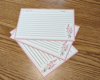 Cartes de recettes d'épilobe rose | 4x6" | Ensemble de 21 | Cartes de recettes d'Alaska | Cadeau d'hôtesse