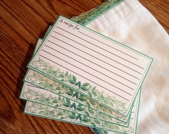 Foliage Recipe Cards | 3x5" | Set of 25 | Green | Kitchen gift | Shower gift | Hostess gift