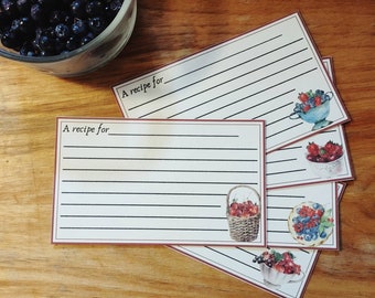 Berry Basket Recipe Cards | 3.5x5 inches | Set of 25 | 5 designs