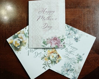 Mother's Day Card with Roses | Single Cards | Set of 3 | with envelopes