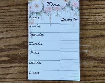 Cascading Roses Meal Planning Pad | 5.5 x 8.5 inches | 50 sheets