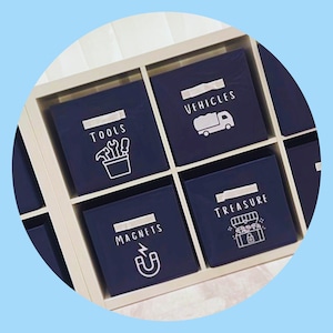 Kallax Personalised Ikea Drona Toy Box / Storage Box Vinyl Labels Stickers Decals, Kids Room, Childrens Nursery, Bedroom, Tidy, Home Decal