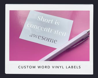Personalised Vinyl Name Labels, Custom Word Decals