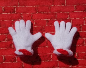 Slip on Posable Christmas Elf Gloves (w/ red/white furry cuffs)