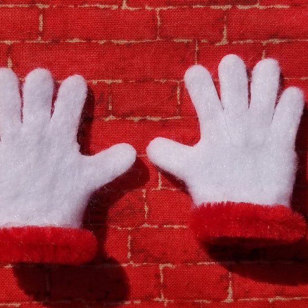 Slip on Posable Christmas Elf Gloves (w/ red furry cuffs)