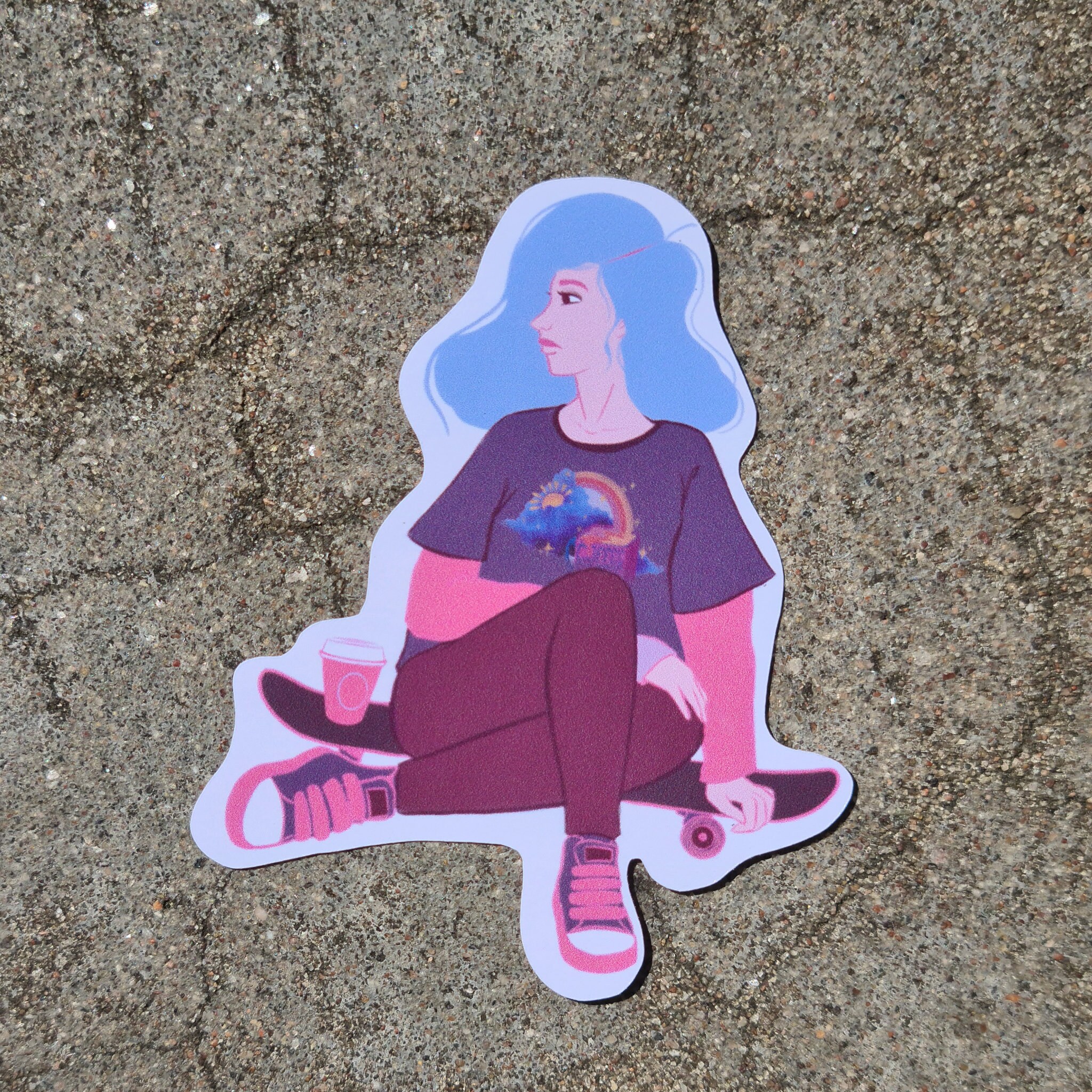 Skater Girl Sticker / Glossy Sticker Skate Die Cut Sticker Etsy