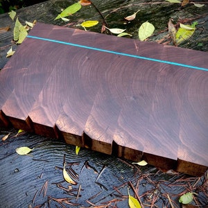 Salvaged Walnut Cutting Board with Crushed Turquoise Inlay