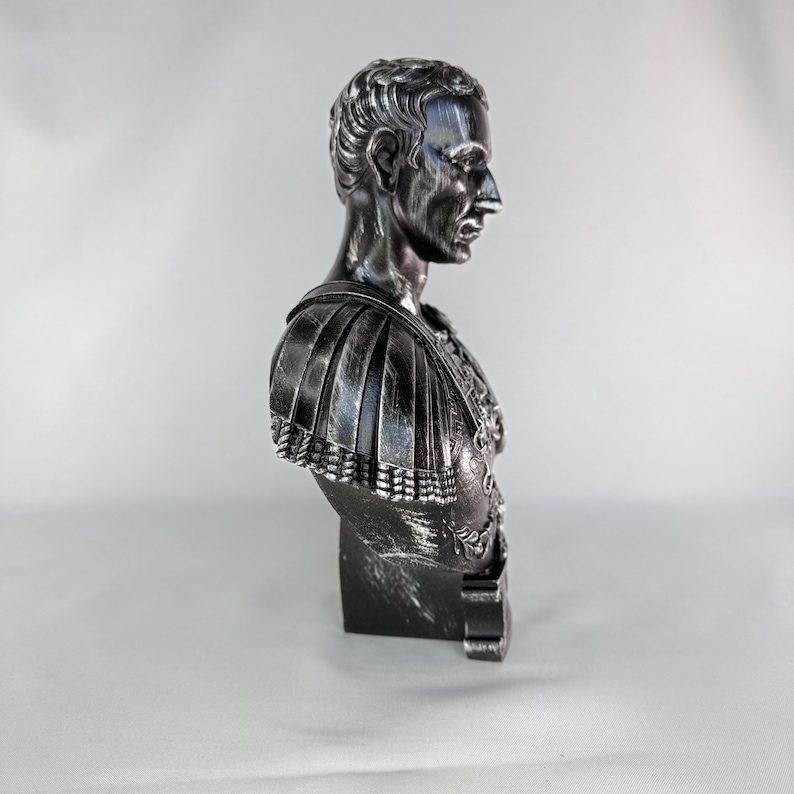 Julius Caesar Bust Sculpture | Roman Emperor Head Statue | Ancient Leader Decor | Historical Resin Figure | Home Office Desk Decoration image 13