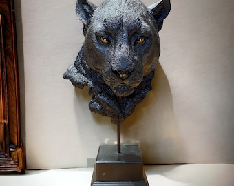 Decorative Panther Head Statue on Stand | Animal Figurine for Table Showpiece | Home Office Decor | Gift For Friends
