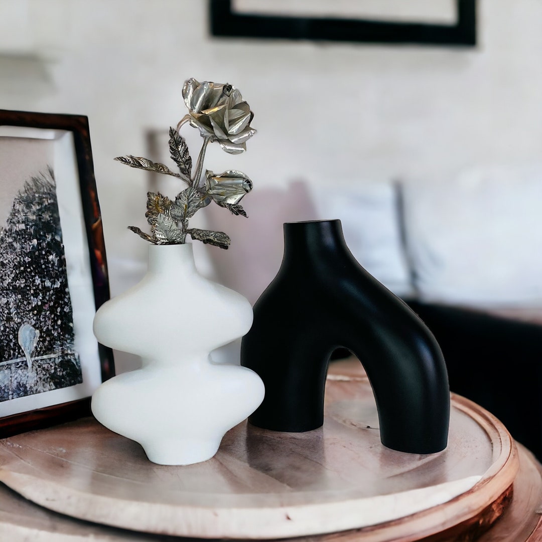 Scandinavian-inspired Ceramic Vase Duo | Set of 2 Nordic Style Ceramic ...
