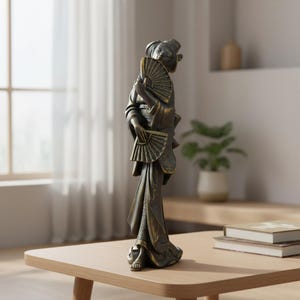 Japanese Geisha Sculpture | Antique Asian Woman Statue | Table Figurine For Home Decoration | Housewarming Gift | Mother's Day Gift