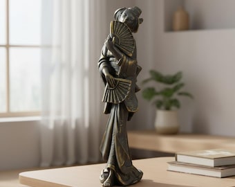 Japanese Geisha Sculpture | Antique Asian Woman Statue | Table Figurine For Home Decoration | Housewarming Gift | Mother's Day Gift