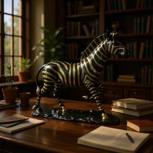 Realistic Zebra Figurine Statue | Modern Animal Sculpture For Table Decor | Unique Wildlife Showpiece | Gift for Animal Lovers