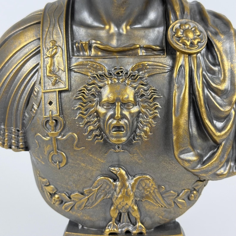 Julius Caesar Bust Sculpture | Roman Emperor Head Statue | Ancient Leader Decor | Historical Resin Figure | Home Office Desk Decoration Smoke