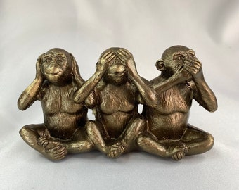 BESPORTBLE Set De 3 Figuritas De Monos De Cerámica – Diseño 'No Ver, No Oír, No Hablar' – Decoración Para Estantería, Oficina O Regalo Original
