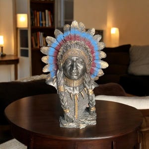 Native American Warrior Bust Statue | Indian Chief Figurine | Native American Chief Sculpture for Table Showpiece | Friends Gift
