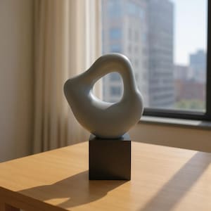 Modern Abstract Loop Sculpture | Contemporary Oval Art Statue | Unique Minimalist Home Decor | Geometric Desk Ornament Gift