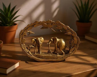 Unique African Elephant Family Statue | Decorative Elephant Figurine For Table Decoration | Living Room Ornaments | Housewarming Gift