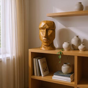 Abstraktes geometrisches Gesicht Vase | Moderne Kopf Pflanzschale für Regal Dekor | Einzigartige Künstlerische Skulptur | Zuhause Geschenkidee