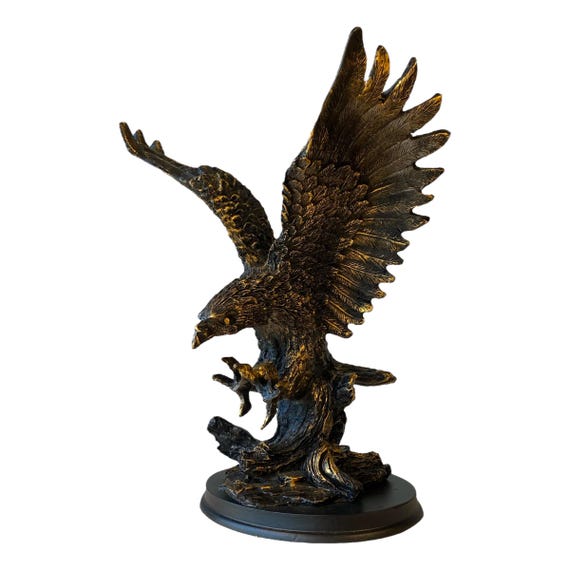 Statue Aigle En Résine Bronze – Sculpture Majestueuse Et Symbolique Pour Bureau, Salon Ou Cadeau Homme
