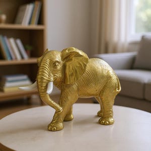 Realistic Elephant Statue | Decorative Animal Figurine For Table | Elephant Sculpture For Home Office Decor | Housewarming Gift Idea
