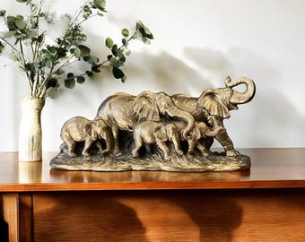 Elephant Family Statue | Animal Figurine For Table Showpiece | Home Decoration | Elephant Family Decor Gift | Friends Gift