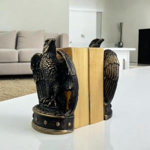 Eagle Bookend Sculptures | Majestic Bird Shelf Decor | Eagle Bookends Set | Rustic Home Office Decor | Symbolic Gift for Him