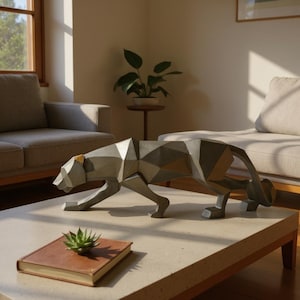 Majestic Panther Sculpture | Modern Cubic Leopard Figurine | Abstract Jaguar Statue | Handmade Animal Decor | Unique Gift for Wildlife Lover