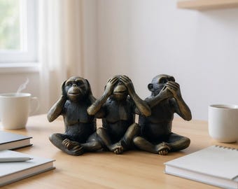 Set of 3 Monkeys Figurine, Statue | Sculpture for Table Decor | Home Gift | Don&#39;t See, Don&#39;t Hear, Don&#39;t Speak Monkey Figurine