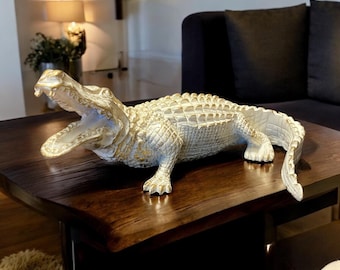 Decorative Crocodile Statue | Alligator Sculpture For Table Showpiece | Animal Art Figure | Animal Lover Gift | Friends Gift