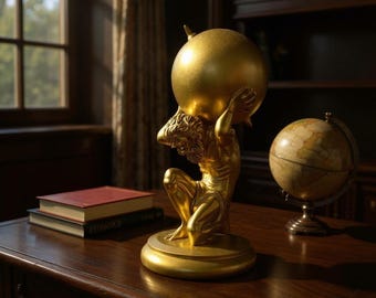 Atlas Statue | Gold Greek Titan God Figurine, Home Decor