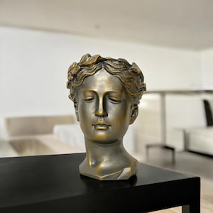 Greek Goddess Head Planter Pot | Venus Helen Bust Statue for Flowers | Elegant Mythology-Inspired Home Decor | Indoor Garden Gift