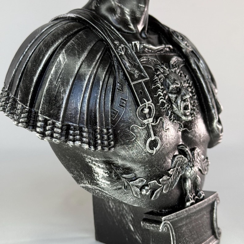 Julius Caesar Bust Sculpture | Roman Emperor Head Statue | Ancient Leader Decor | Historical Resin Figure | Home Office Desk Decoration image 19