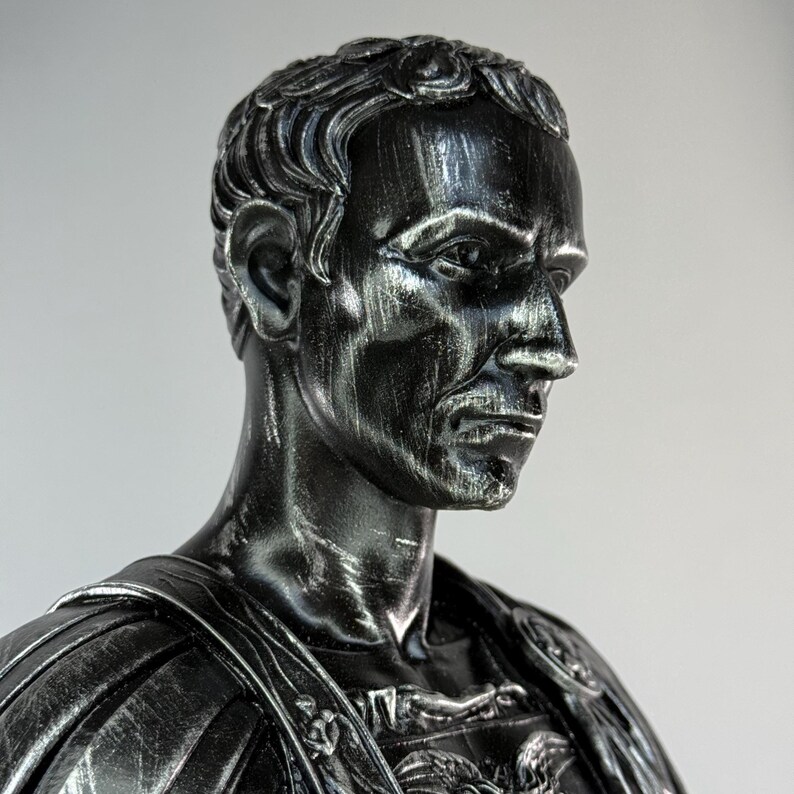 Julius Caesar Bust Sculpture | Roman Emperor Head Statue | Ancient Leader Decor | Historical Resin Figure | Home Office Desk Decoration image 14