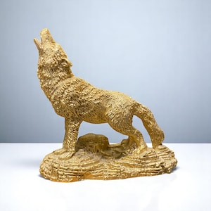 Howling Wolf Statue | Forest Animal Decor | Rustic Wildlife Figurine | Mountain Cabin Accent | Gift for Nature Lovers