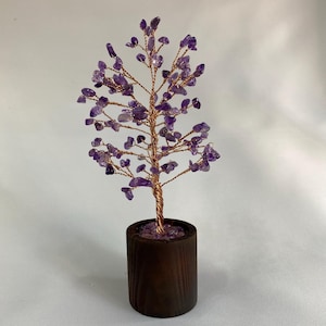 Amethyst Crystal Tree | Handmade Gemstone Bonsai for Desk or Shelf Decor | Energy Healing Gift Idea
