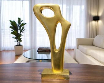 Escultura abstracta de arte dorado / Figura minimalista moderna para decoración de estanterías / Decoración contemporánea para el hogar