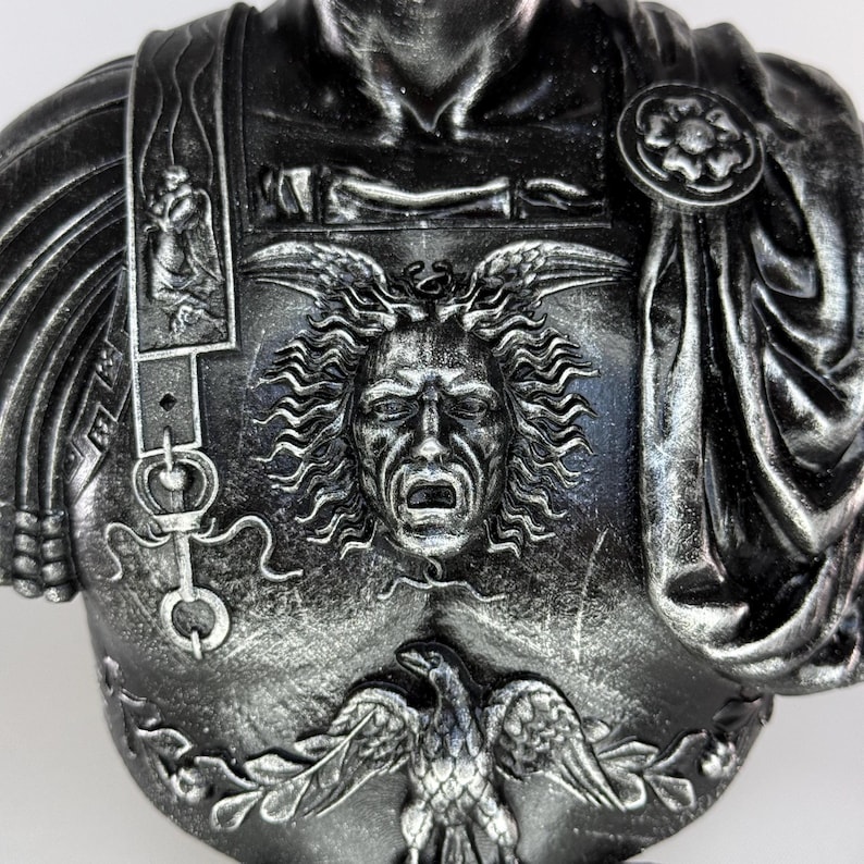 Julius Caesar Bust Sculpture | Roman Emperor Head Statue | Ancient Leader Decor | Historical Resin Figure | Home Office Desk Decoration Black