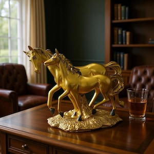 Horse Sculpture Figurine | Mother and Baby Horse Statue | Modern Animal Decor | Unique Gift for Horse Lovers | Shelf Accent