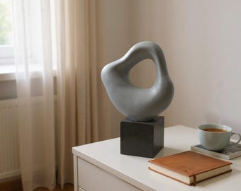 Modern Abstract Loop Sculpture | Contemporary Oval Art Statue | Unique Minimalist Home Decor | Geometric Desk Ornament Gift