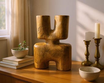 Jarrón de cerámica abstracto / Portaflores escultural moderno / Decoración artística para el hogar / Cerámica única hecha a mano
