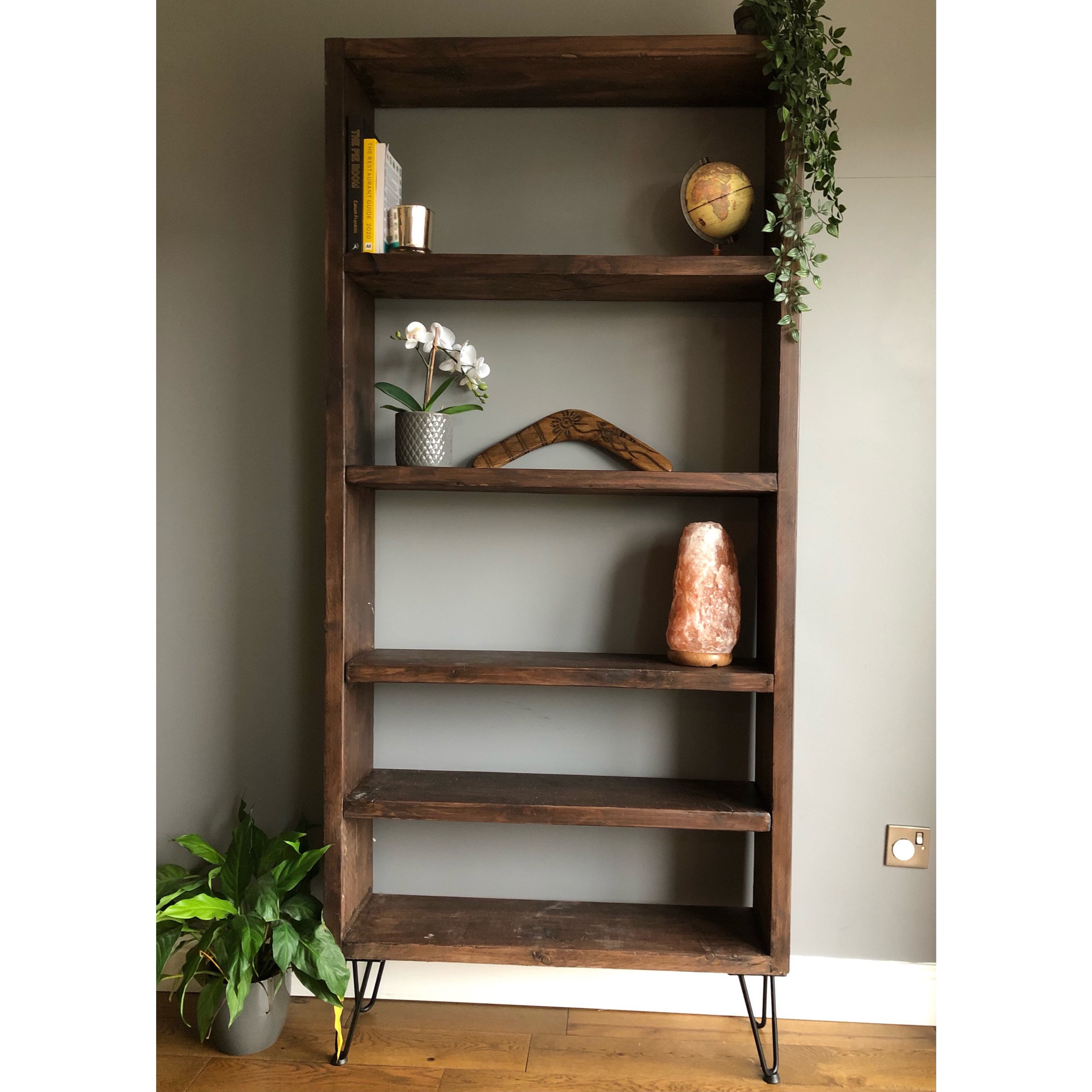 Industrial Reclaimed Bookcase With Black Hairpin Legs Living Etsy UK
