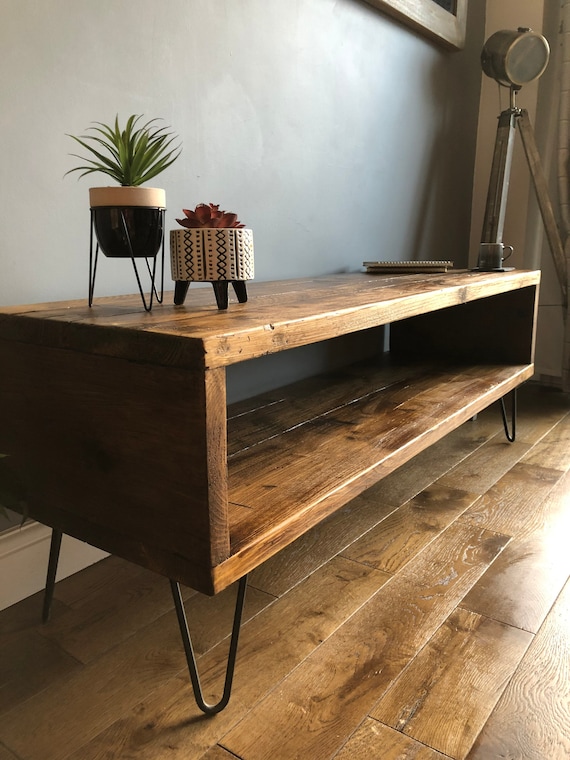 Industrial Reclaimed Solid Wood TV Unit | Rustic | Handmade - Etsy