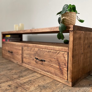 Reclaimed solid wood TV unit with drawers | Rustic | Handmade | Console table | Media unit